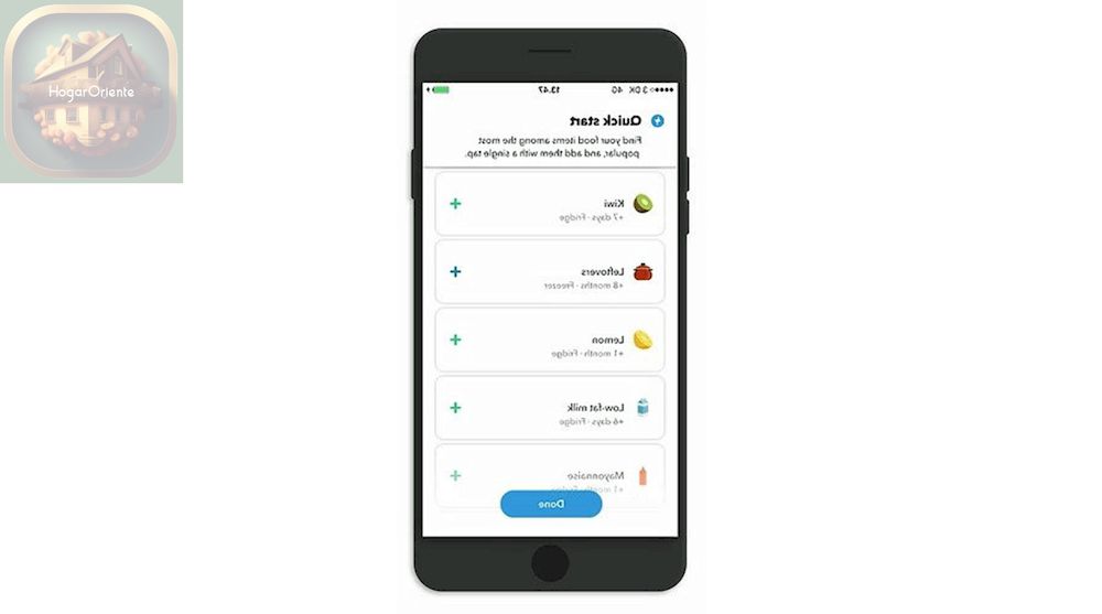Captura de pantalla de inicio rápido de la aplicación No Waste